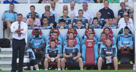 West Ham Bench, 18 August 2012
